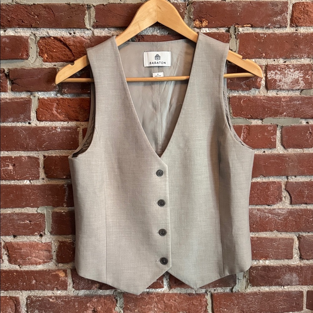 Babaton Neutral Taupe Tailored V-Neck Waistcoat
